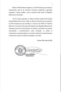 Presidente del CNE repudió comunicado de la Unión Europea