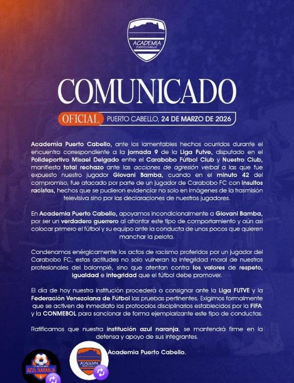 Academia Puerto Cabello pide sanciones